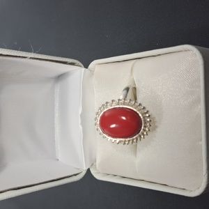 Sterling Silver Carnelian Ring Size 8.5 (9)